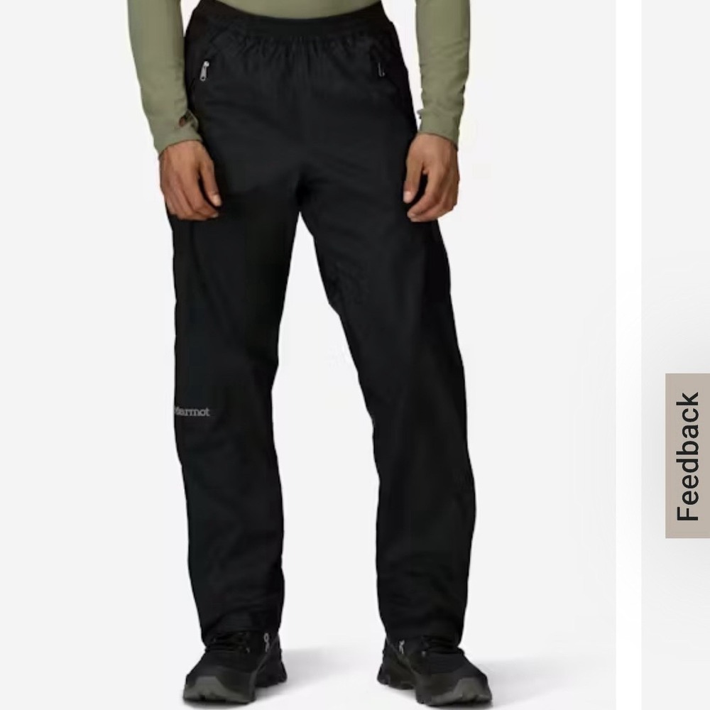 Marmot Precip Black Nylon Full Zip Gorpcore Rain Waterproof Hiking Pants Mens XL - Picture 2 of 15